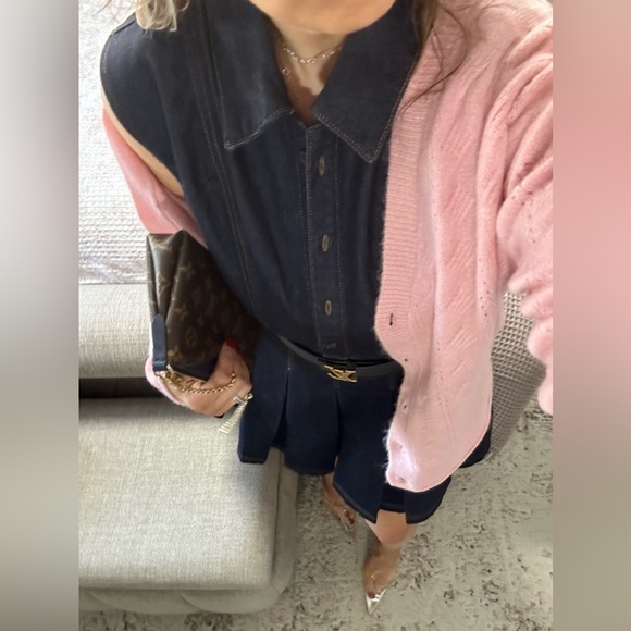 New🩷 Blush Pink Bow Detail Heart Button Cardigan - Picture 6 of 10